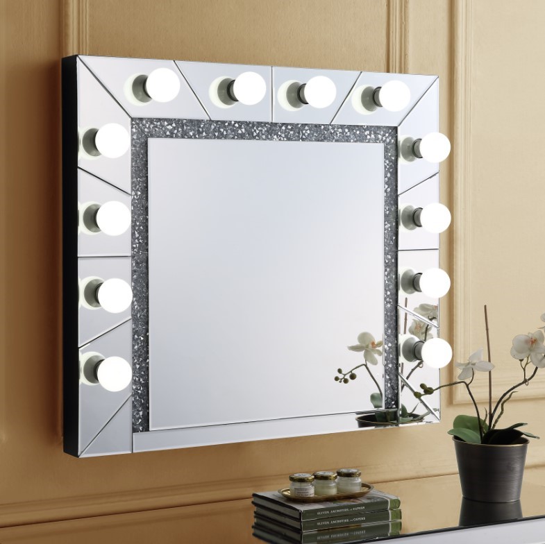 Picture of Acme Furniture AC00762 28 x 32 in. Noralie Accent Mirror with Mirrored & Faux Diamonds