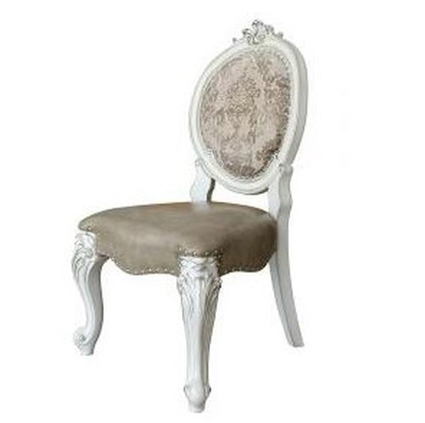 46 x 25 x 21 in. Versailles Side Chair, Polyurethane & Bone White - Set of 2 - Acme Furniture DN01389