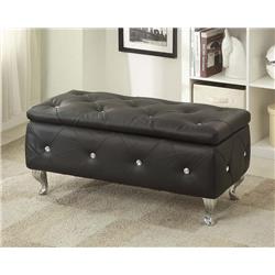 Black Crystal Tufted Storage Bench