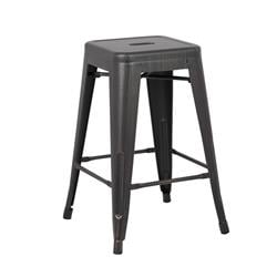 24 in. Backless Costal Metal Barstool - Distressed Black, Set of 2