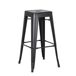 30 in. Backless Costal Metal Barstool - Matte Black, Set of 2