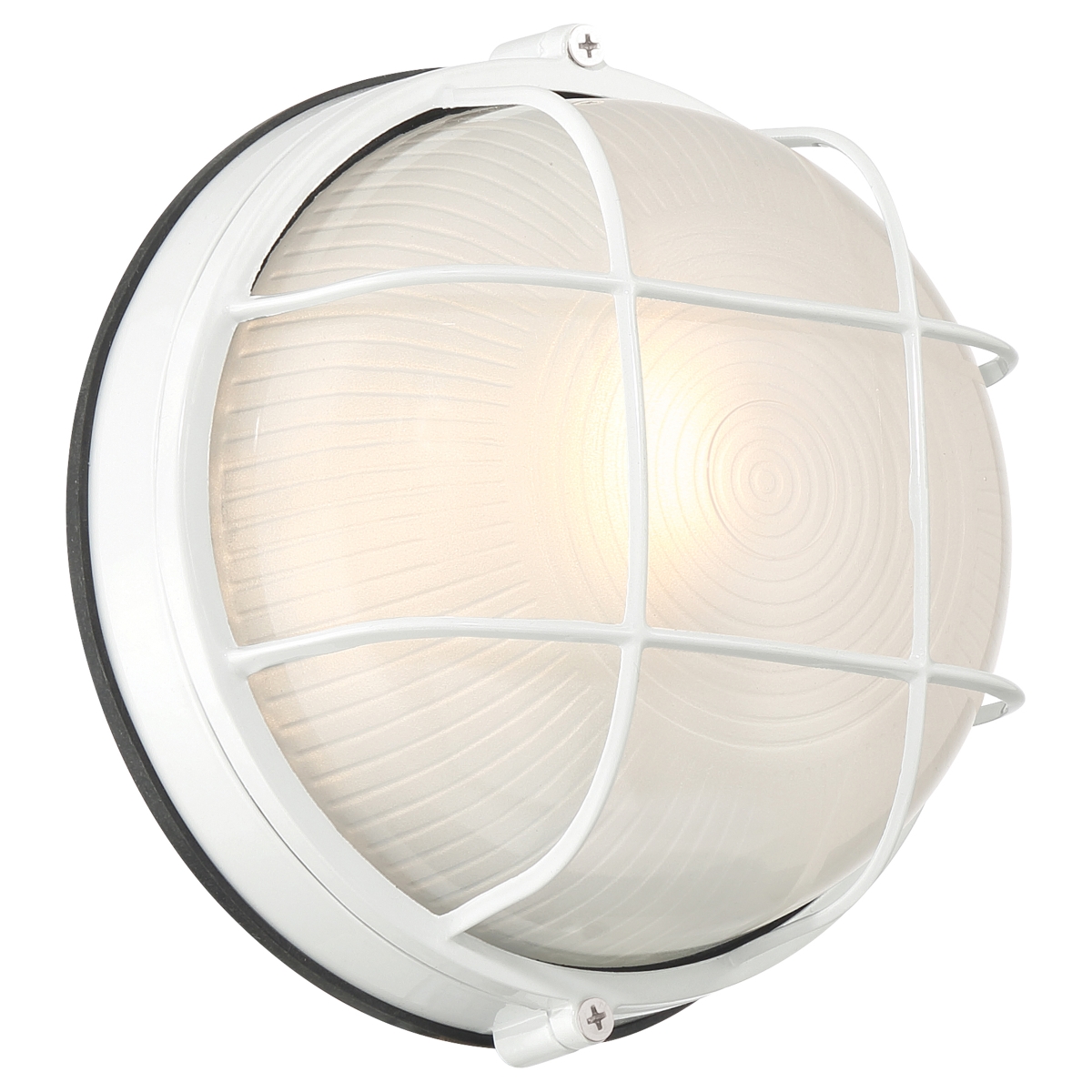 20194MG-WH-FST 120V & 60W Nauticus Round Dual Mount 1 Light Outdoor Bulkhead Light - White - Frosted