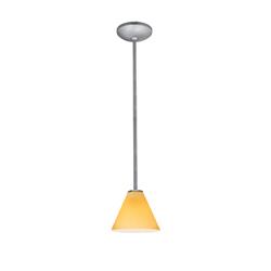 28004-3R-BS-WHT 7 in. Martini LED Brushed Steel Pendant Ceiling Light in White -  Access Lighting, 28004-3R-BS/WHT