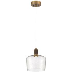 63141LEDD-ABB-SDG 8 in. Pt Nine 1 Light LED Pendant Ceiling Light, Chardonnay - Antique Brushed Brass - Seeded Glass