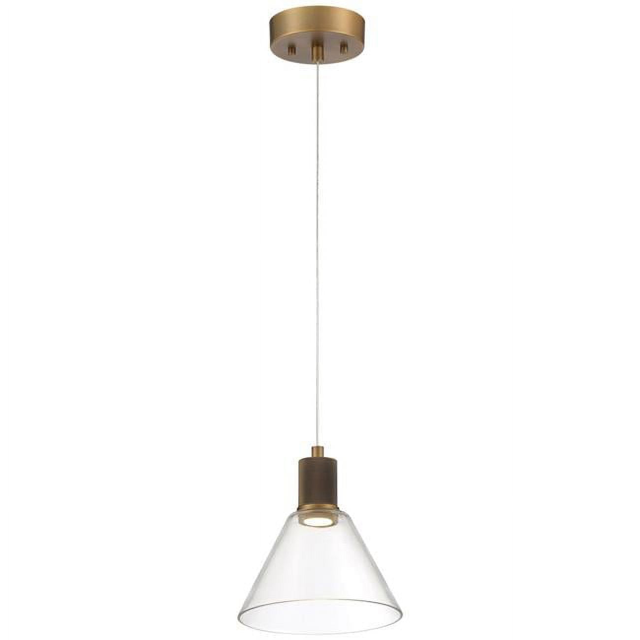 63140LEDD-ABB-CLR 8 in. Pt Nine 1 Light LED Pendant Ceiling Light, Clear - Martini - Antique Brushed Brass