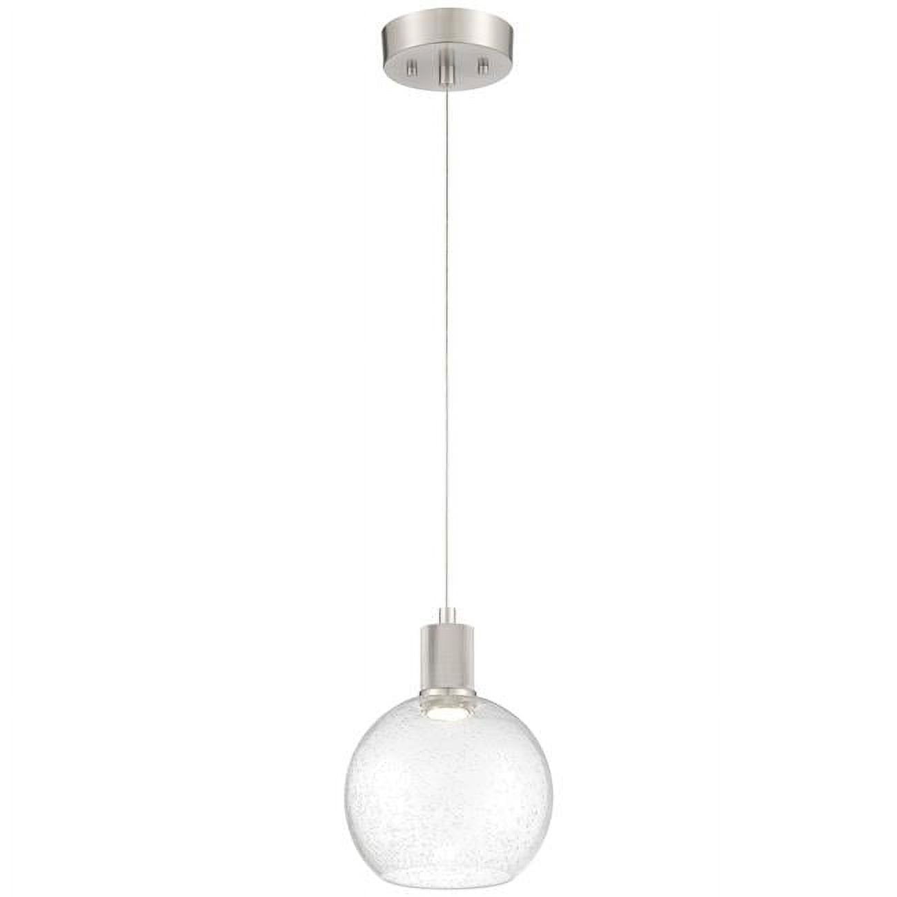 63142LEDD-BS-SDG 8 in. Port Nine 1 Light LED Pendant Ceiling Light, Burgundy - Brushed Steel - Seeded Glass -  Access Lighting, 63142LEDD-BS/SDG
