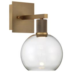 Picture of Access Lighting 63145LEDD-ABB-CLR 8 in. Port Nine 1 Light LED Wall Sconce Wall Light&#44; Clear - Burgundy - Antique Brushed Brass