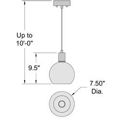 63142LEDDLP-BS-CLR 7.5 in. 9W Port Nine Burgundy LED Pendant, Brushed Steel -  Access Lighting, 63142LEDDLP-BS/CLR