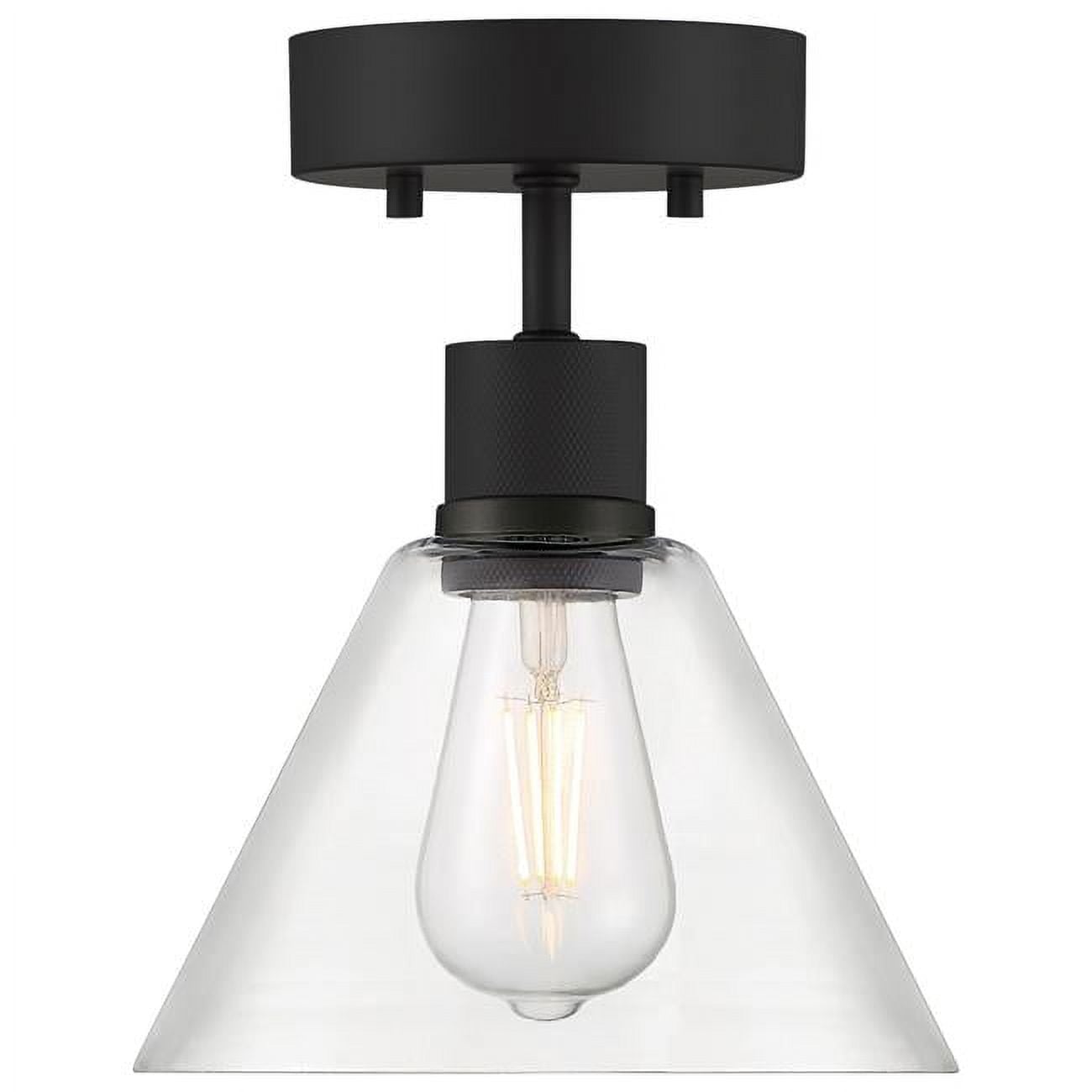 63146LEDDLP-MBL-CLR 8 in. 9W Pt Nine Martini LED Semi-Flush Mount, Matte Black