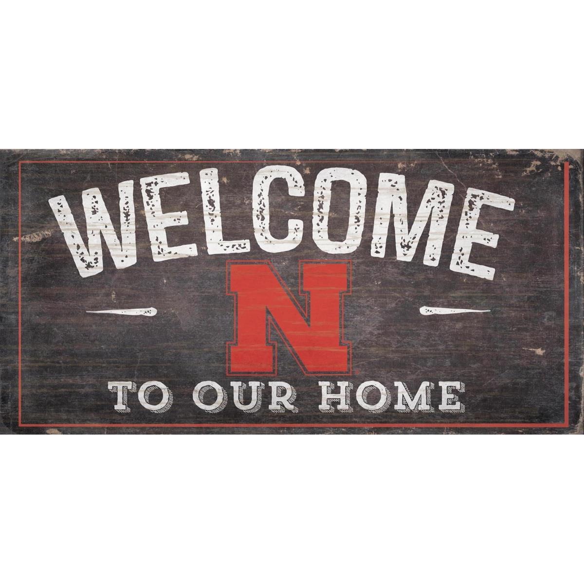 University of Nebraska Welcome Distressed 6 x 12