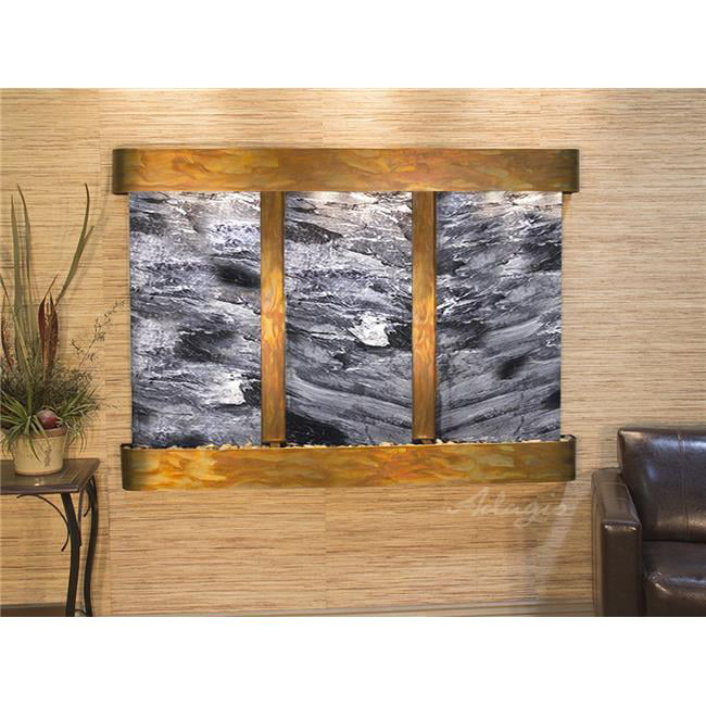 Olympus Falls-Round-Rustic Copper-Black Spider Marble Wall Fountain
