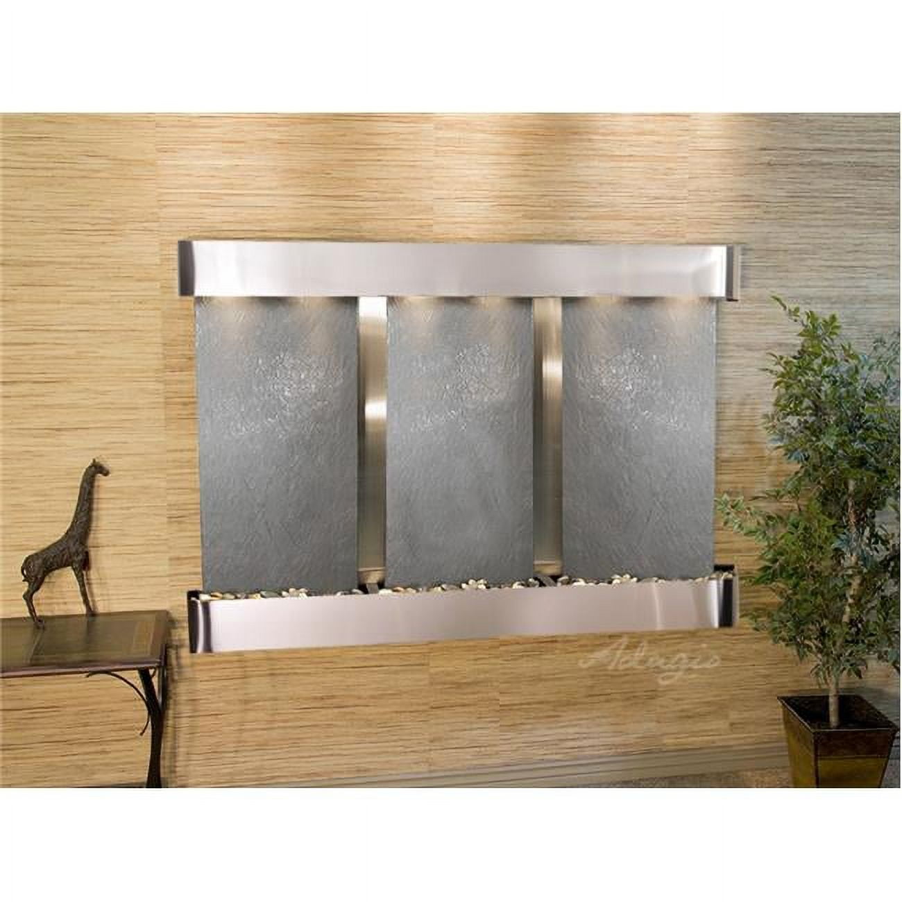 Olympus Falls-Round-Stainless Steel-Black Featherstone Wall Fountain