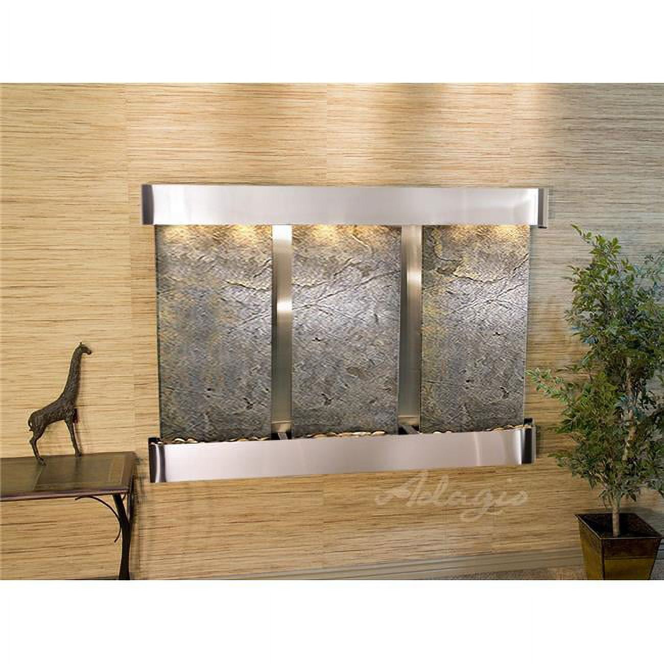 Olympus Falls-Round-Stainless Steel-Green Featherstone Wall Fountain