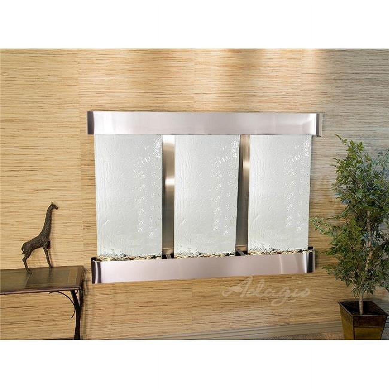 Olympus Falls-Round-Stainless Steel-Silver Mirror Wall Fountain