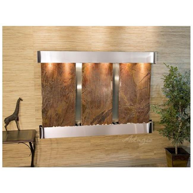 Olympus Falls-Round-Stainless Steel-Brown Marble Wall Fountain