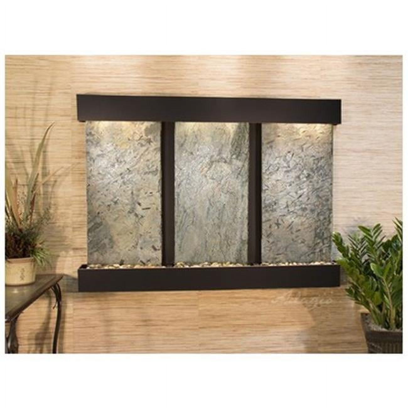 Olympus Falls-Square-Blackened Copper-Green Natural Slate Wall Fountain