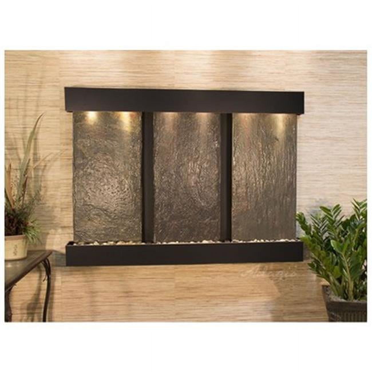 Olympus Falls-Square-Blackened Copper-Multi-Color Natural Slate Wall Fountain