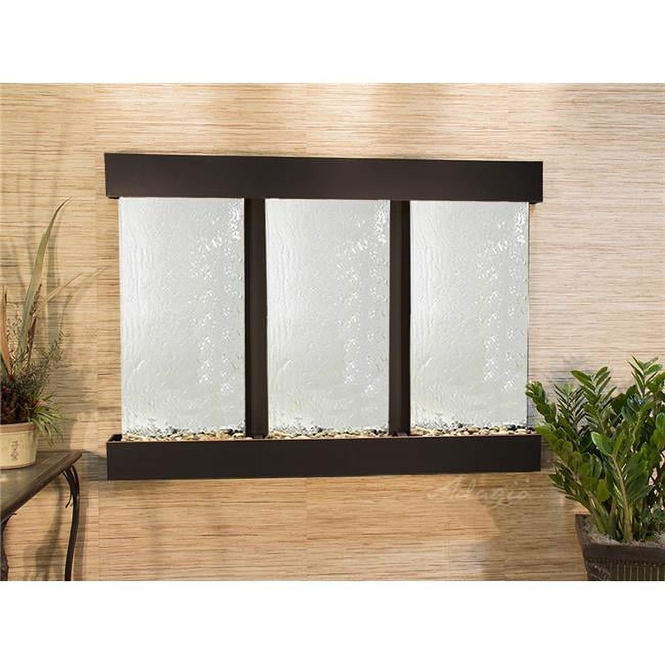 Olympus Falls-Square-Blackened Copper-Silver Mirror Wall Fountain