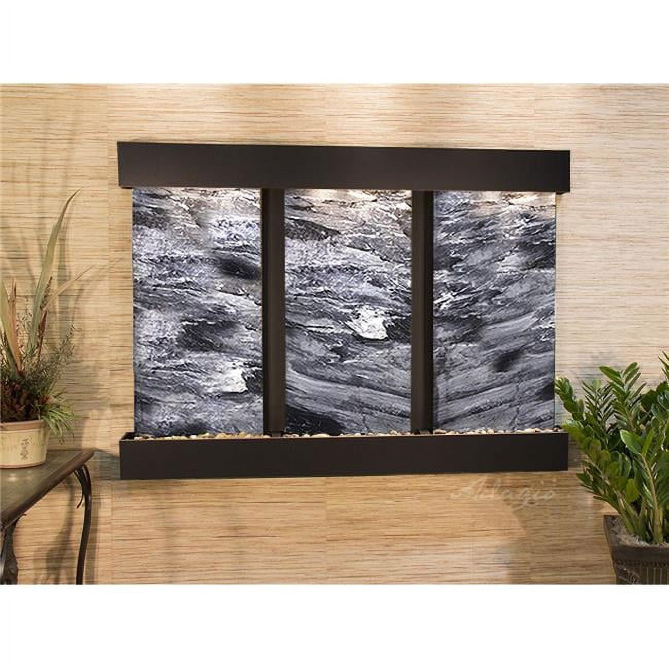 Olympus Falls-Square-Blackened Copper-Black Spider Marble Wall Fountain