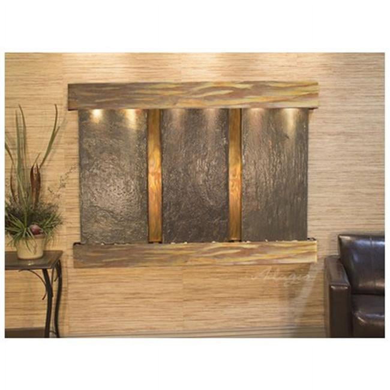 Olympus Falls-Square-Rustic Copper-Multi-Color Natural Slate Wall Fountain