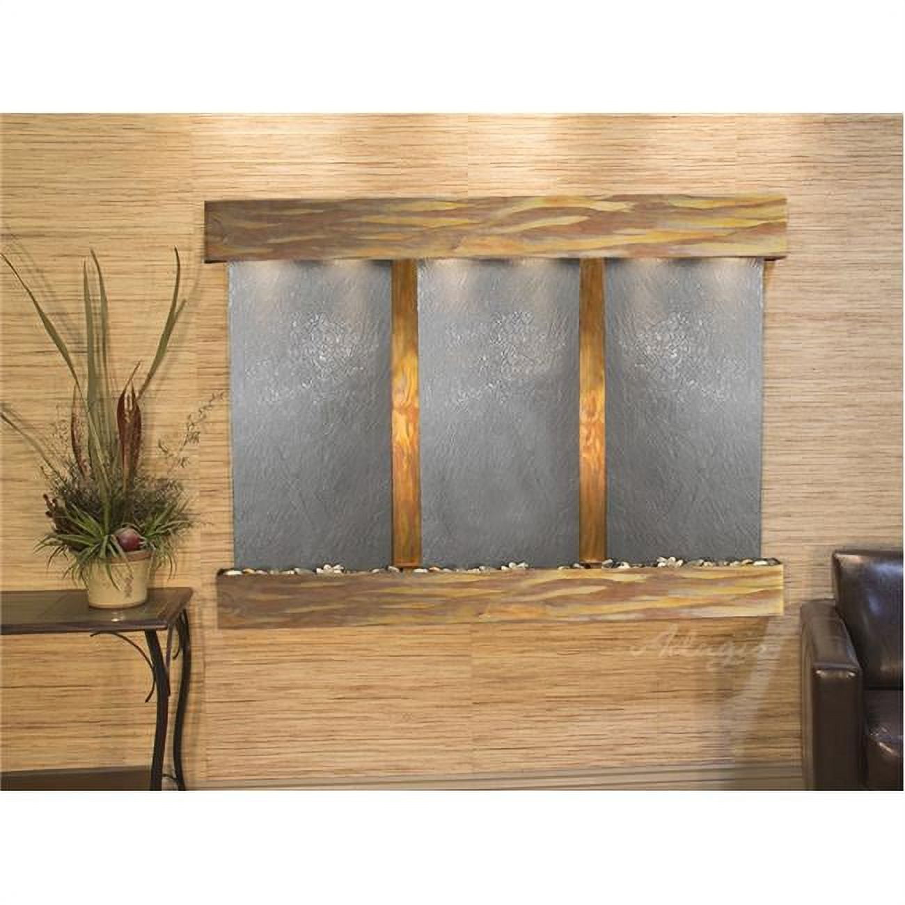 Olympus Falls-Square-Rustic Copper-Black Featherstone Wall Fountain