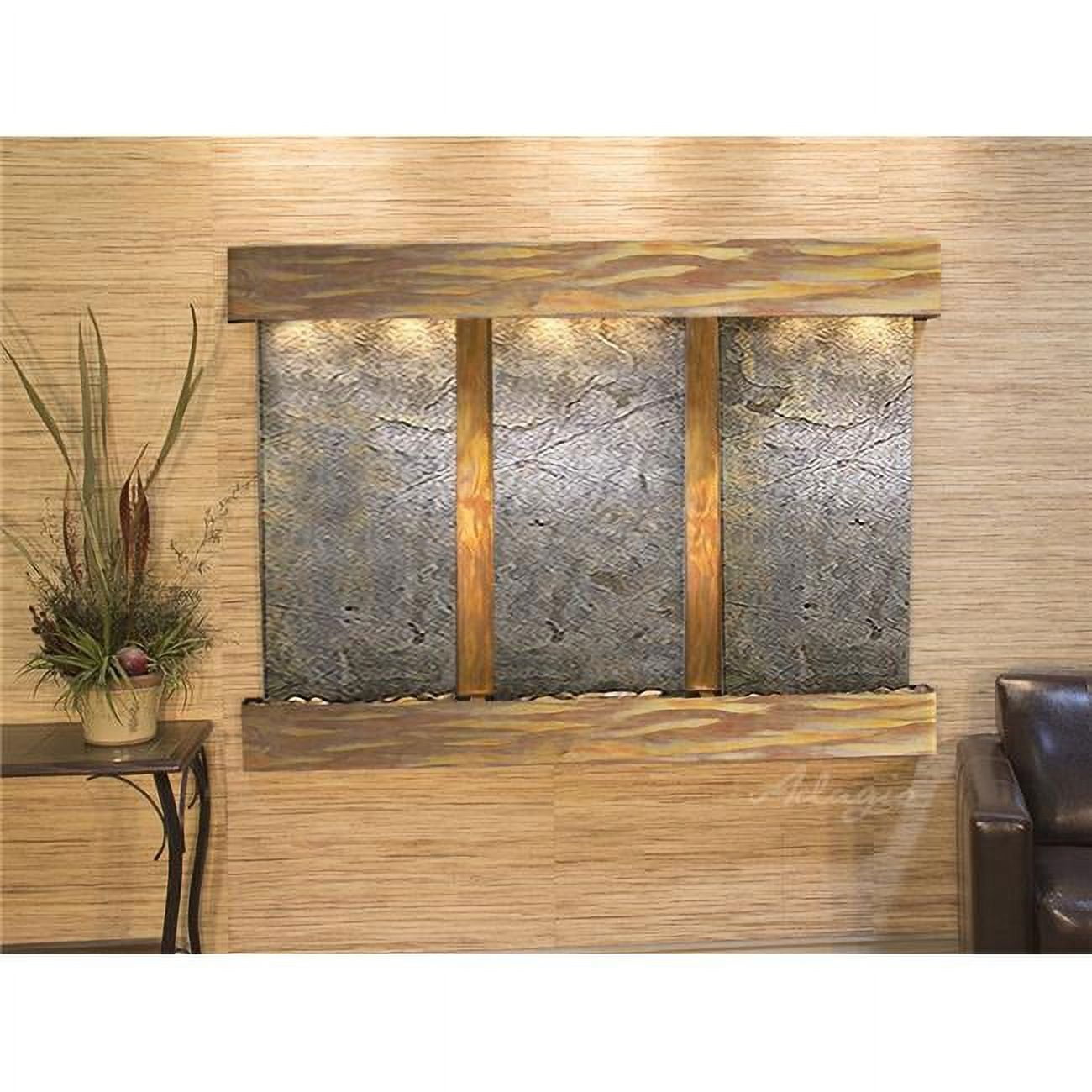 Olympus Falls-Square-Rustic Copper-Green Featherstone Wall Fountain