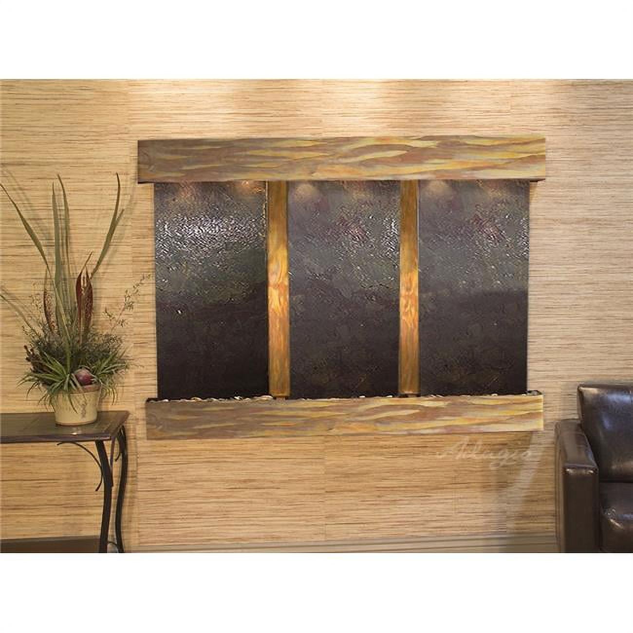 Olympus Falls-Square-Rustic Copper-Multi-Color Featherstone Wall Fountain
