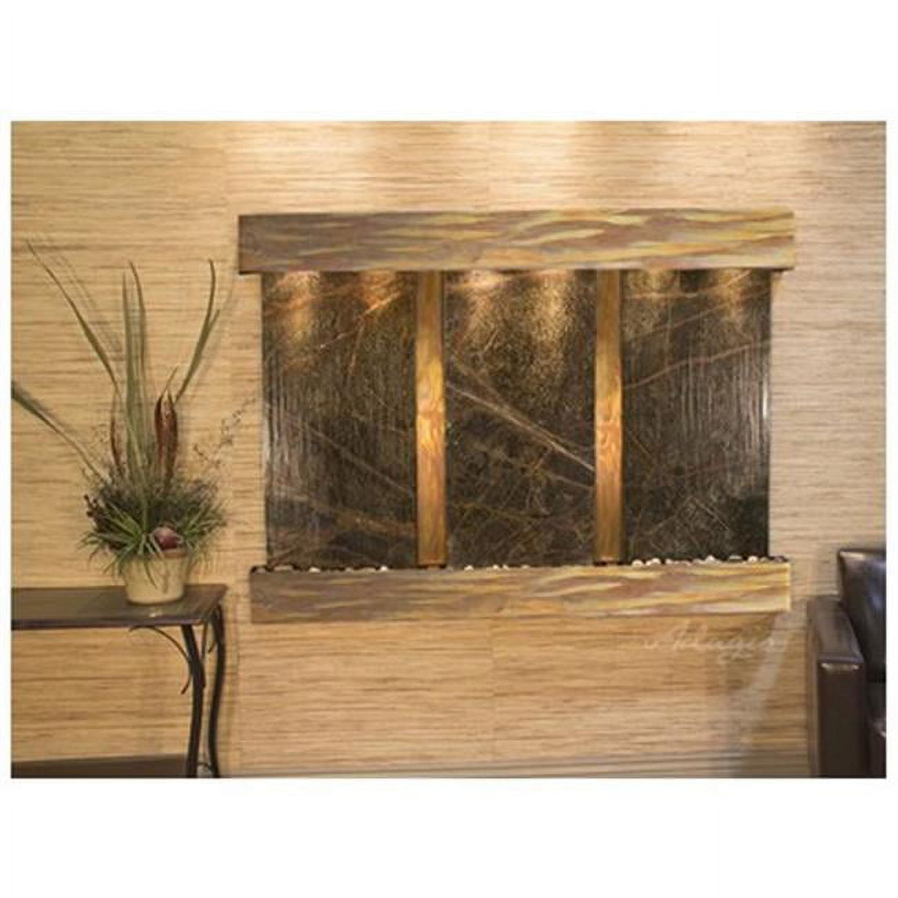 Olympus Falls-Square-Rustic Copper-Green Marble Wall Fountain