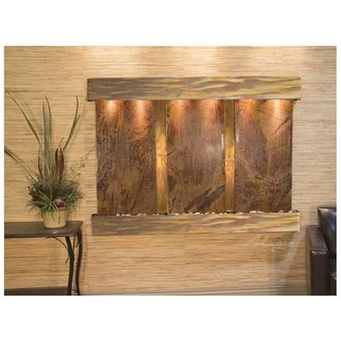 Olympus Falls-Square-Rustic Copper-Brown Marble Wall Fountain