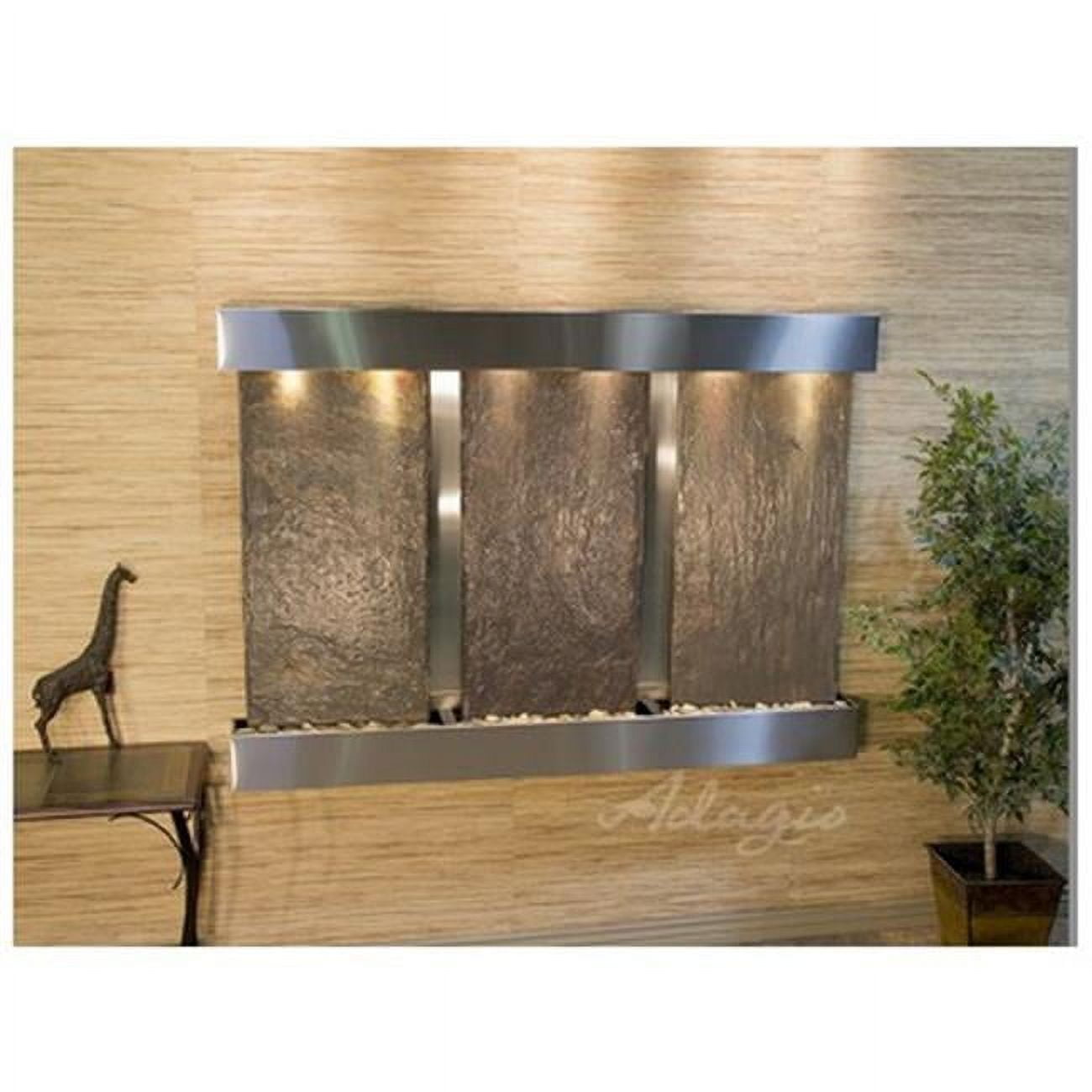 Olympus Falls-Square-Stainless Steel-Multi-Color Natural Slate Wall Fountain