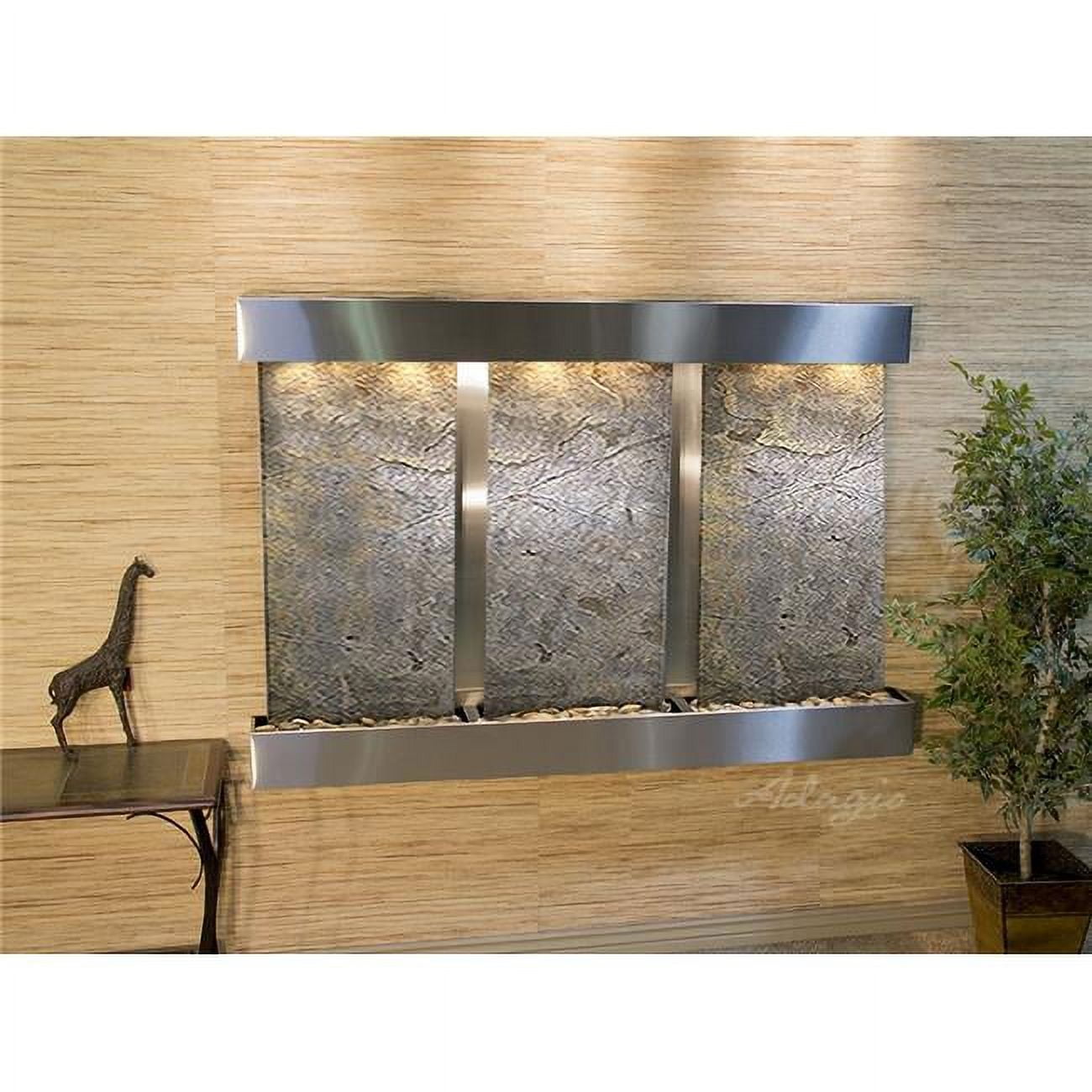 Olympus Falls-Square-Stainless Steel-Green Featherstone Wall Fountain