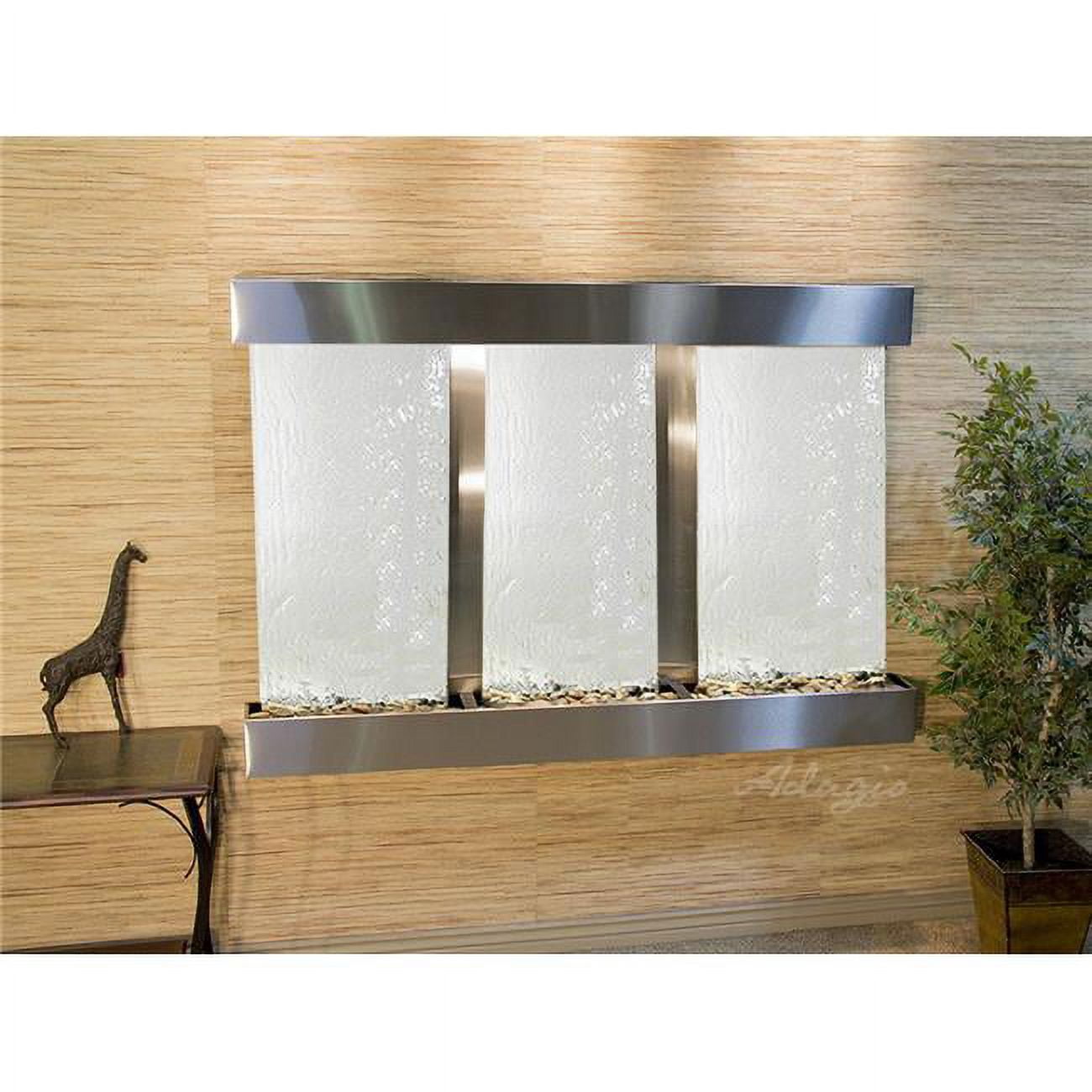Olympus Falls-Square-Stainless Steel-Silver Mirror Wall Fountain