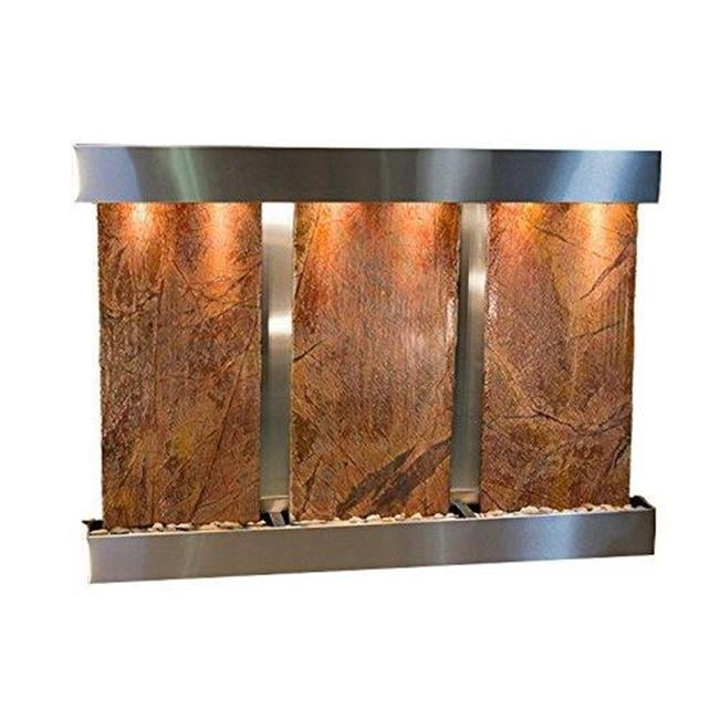 Olympus Falls-Square-Stainless Steel-Brown Marble Wall Fountain