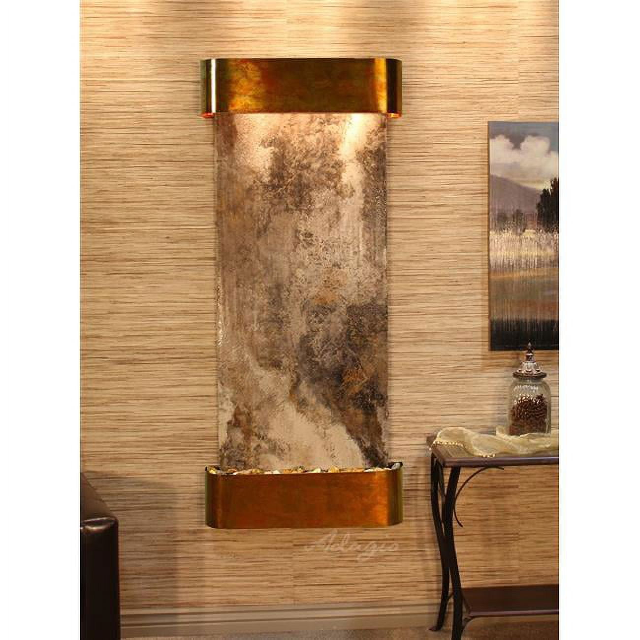 Inspiration Falls-Round-Rustic Copper-Magnifico Travertine Wall Fountain