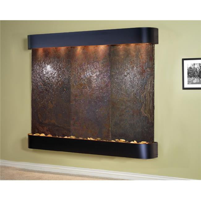Solitude River-Round-Blackened Copper-Multi-Color-Natural Slate Wall Fountain