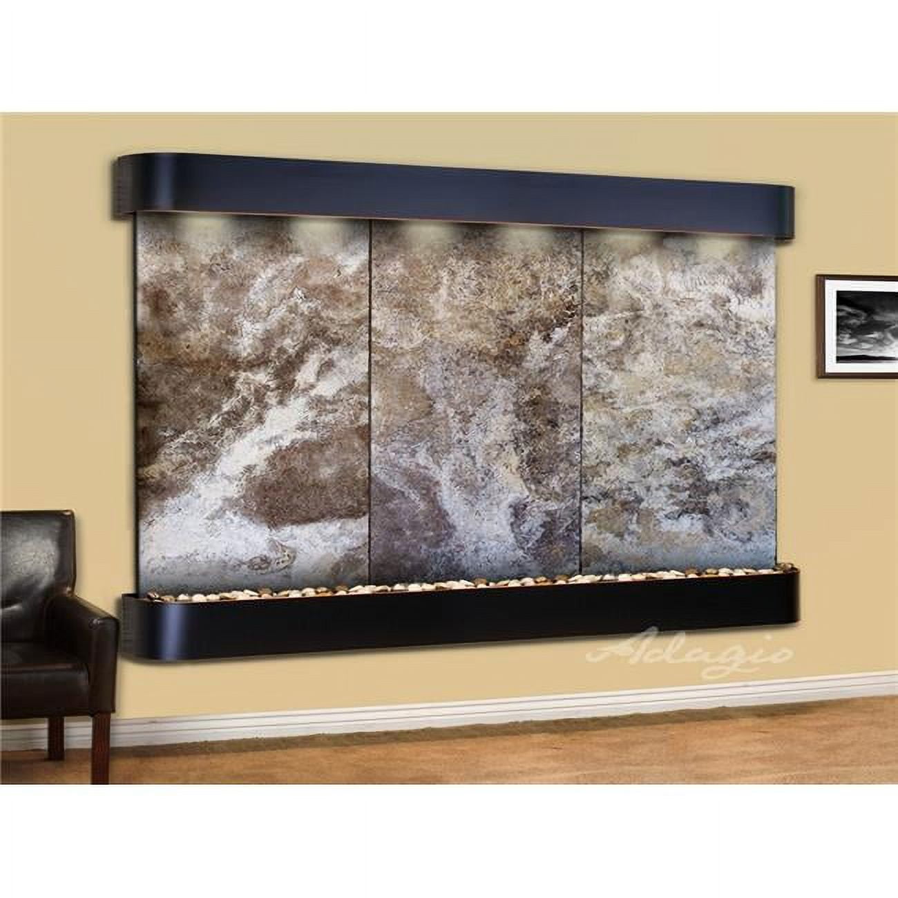 Solitude River-Round-Blackened Copper-Magnifico-Travertine Wall Fountain