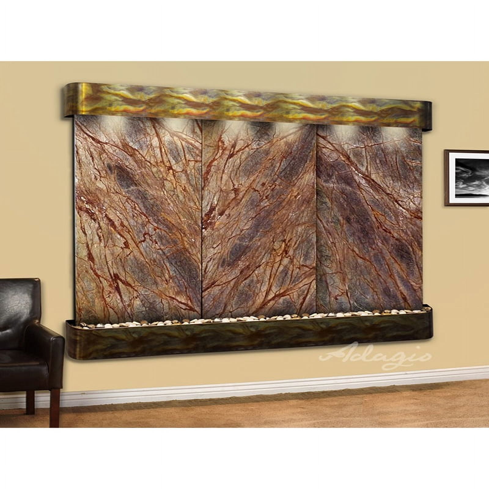Solitude River-Round-Rustic Copper-Brown-Marble Wall Fountain