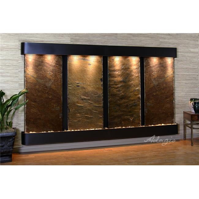 Regal Falls Round Blackened Copper Multi-Color Natural Slate Wall Fountain