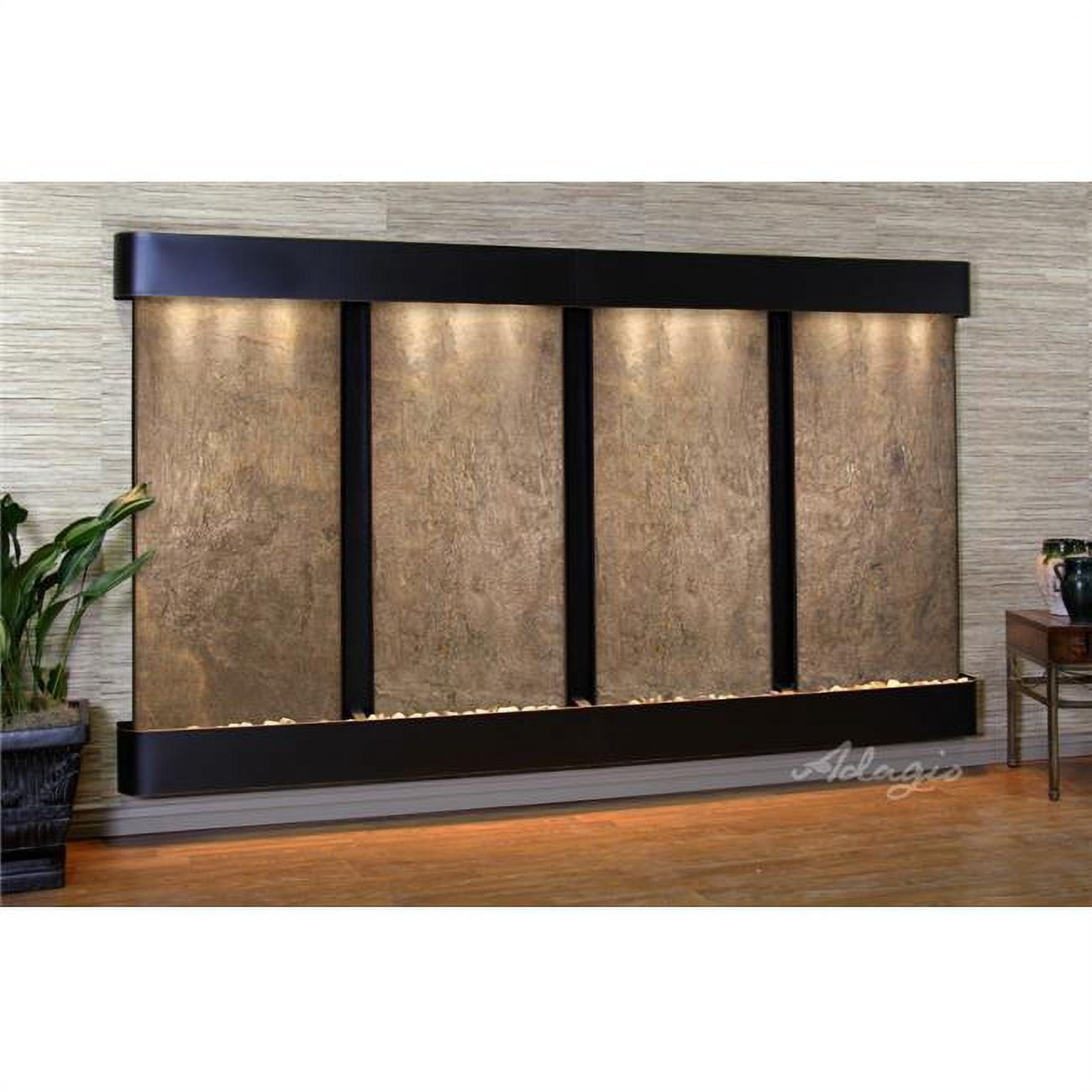 Regal Falls Round Blackened Copper Green Featherstone Wall Fountain