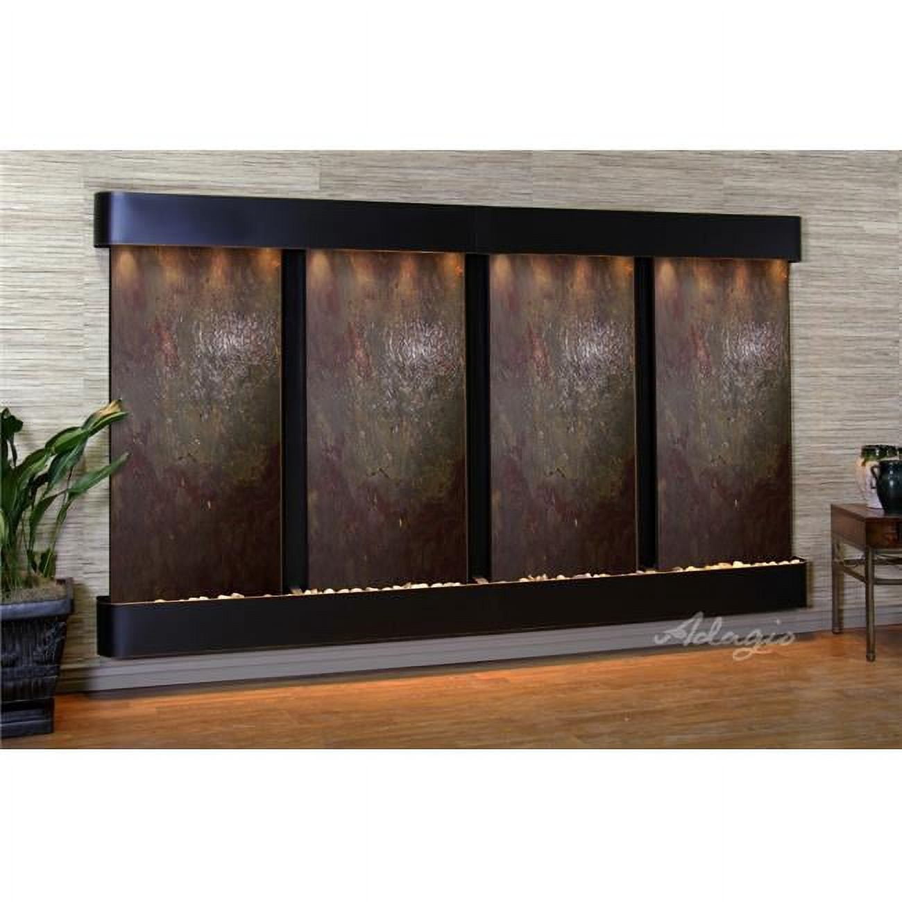 Regal Falls Round Blackened Copper Multi-Color Featherstone Wall Fountain