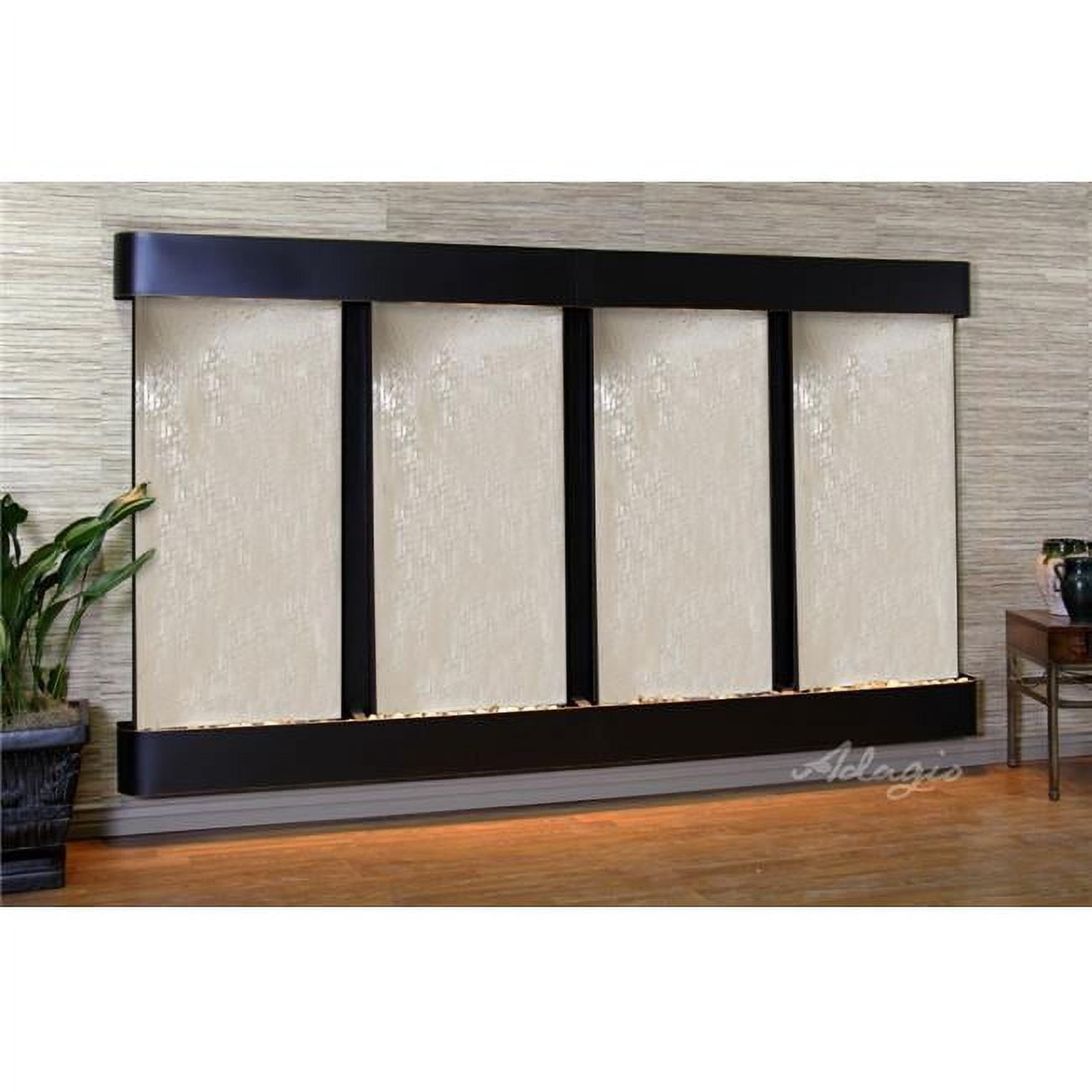 Regal Falls Round Blackened Copper Silver Mirror Wall Fountain
