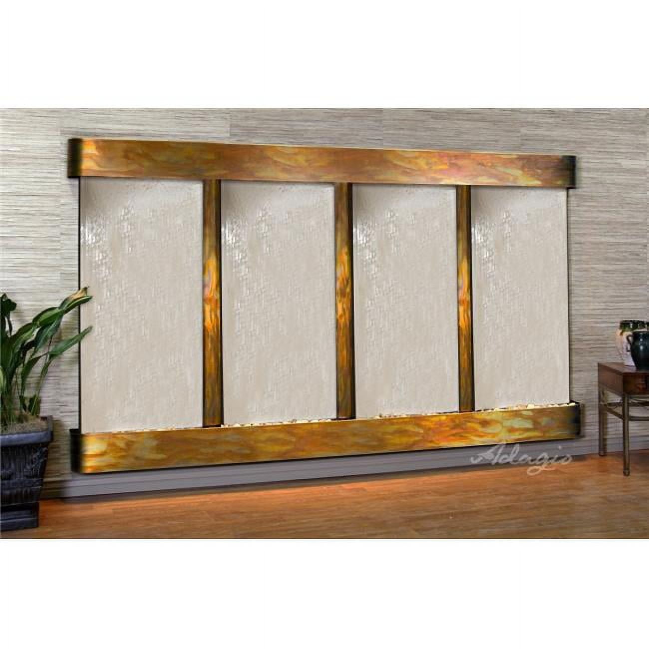 Regal Falls Round Rustic Copper Silver Mirror Wall Fountain