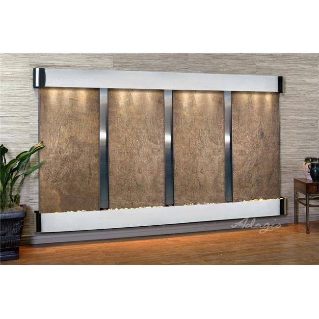 Regal Falls Round Stainless Steel Green Featherstone Wall Fountain