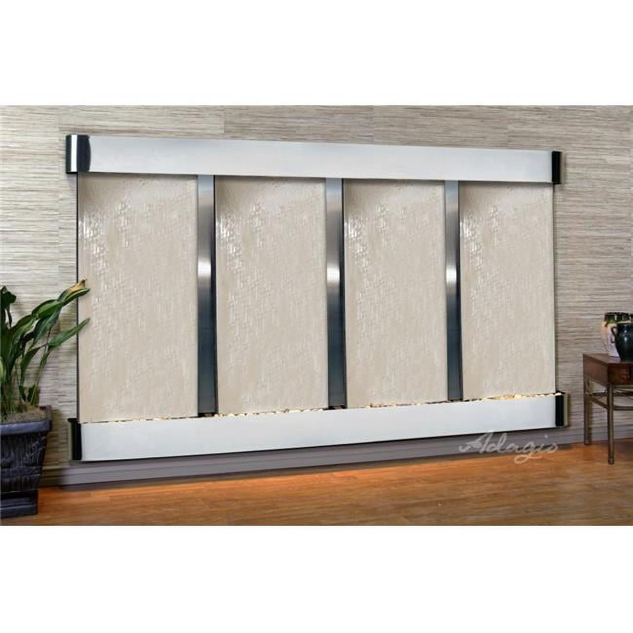 Regal Falls Round Stainless Steel Silver Mirror Wall Fountain
