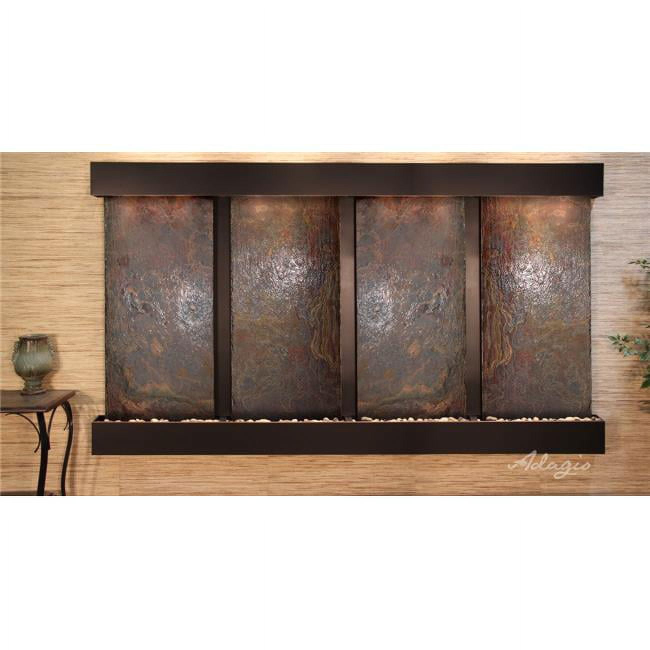 Regal Falls Square Blackened Copper Multi-Color Natural Slate Wall Fountain