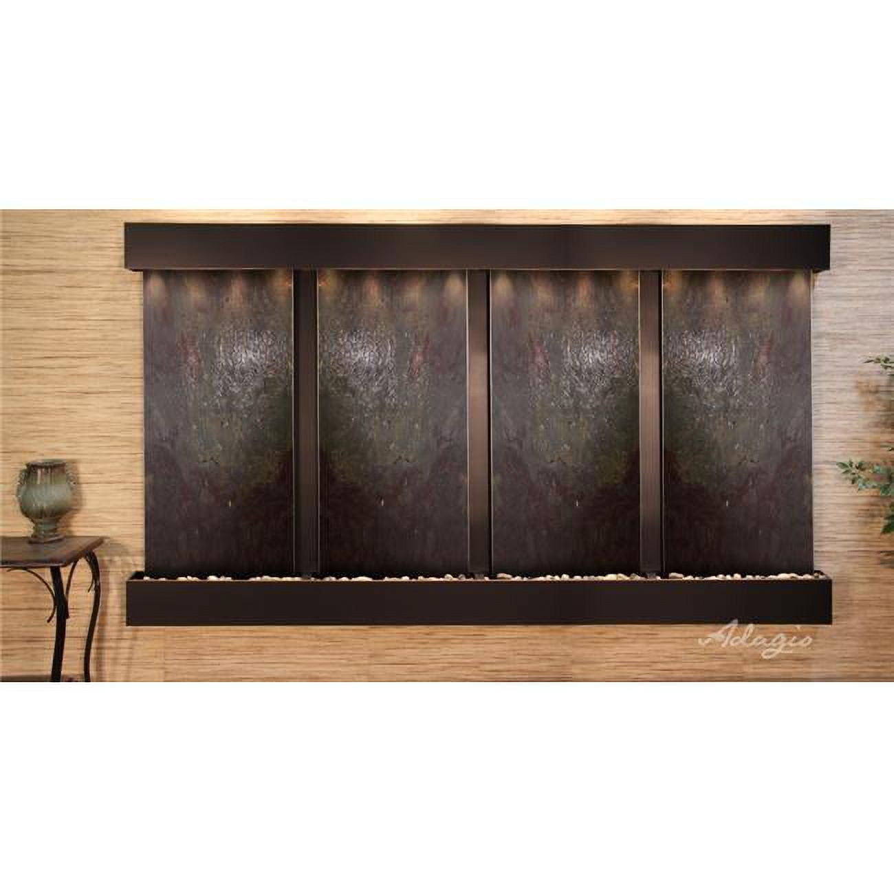 Regal Falls Square Blackened Copper Multi-Color Featherstone Wall Fountain