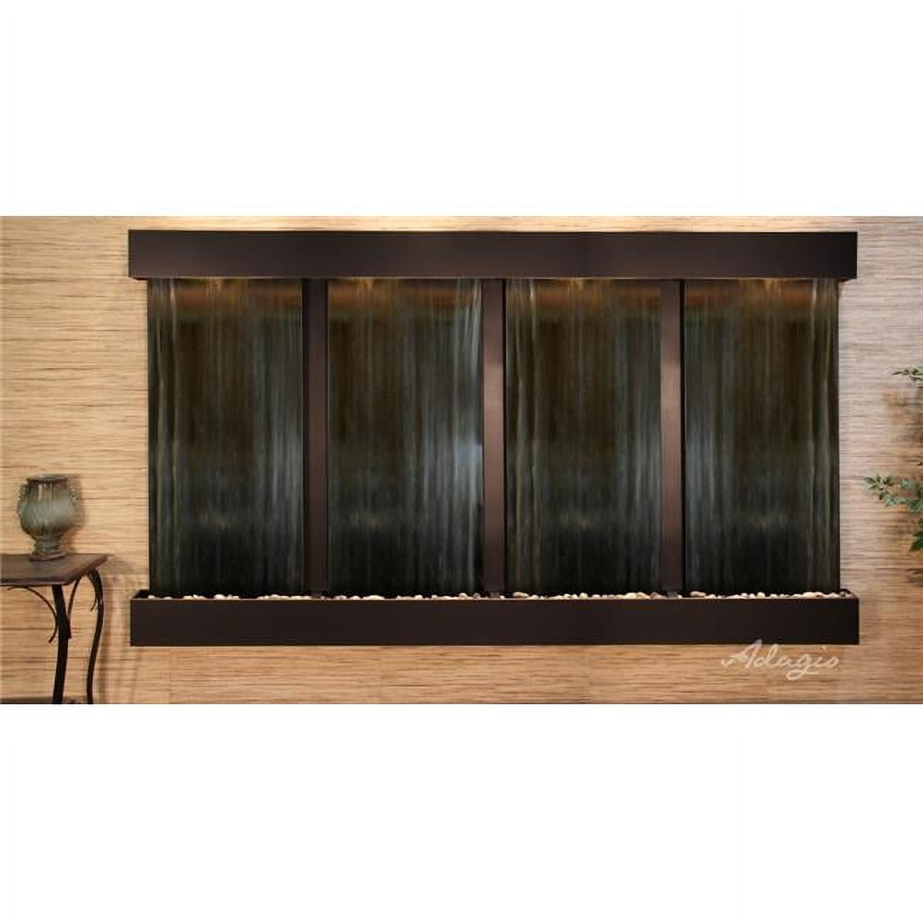 Regal Falls Square Blackened Copper Silver Mirror Wall Fountain