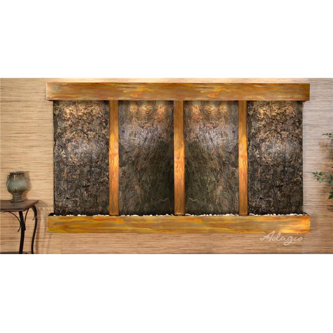 RFS1002 Regal Falls Square Rustic Copper Green Natural Slate Wall Fountain