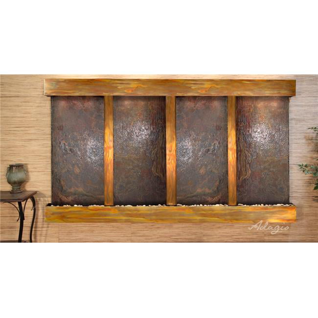 Regal Falls Square Rustic Copper Multi-Color Natural Slate Wall Fountain