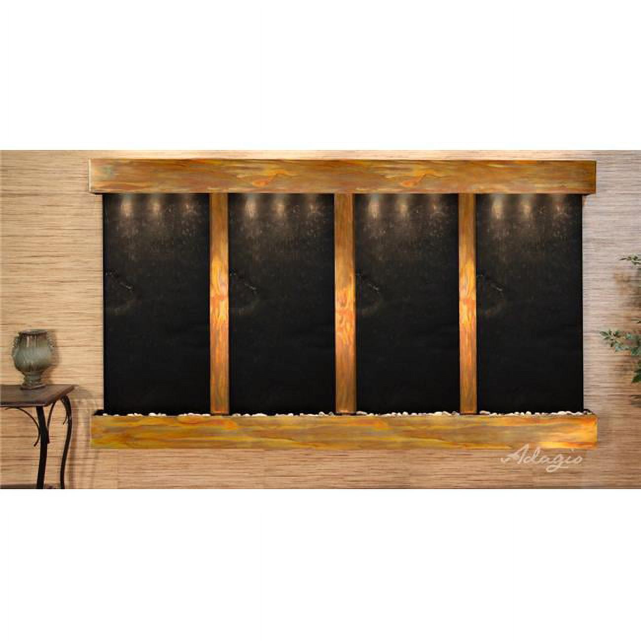 Regal Falls Square Rustic Copper Black Featherstone Wall Fountain
